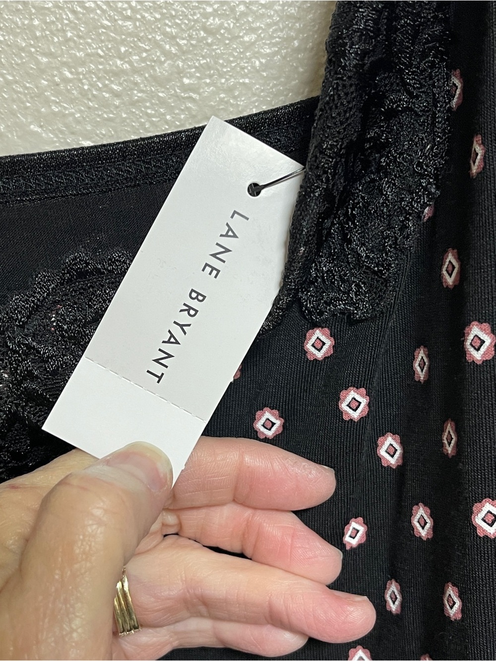 Lane Bryant Black Cami with Polka Dots & Lace Trim - Picture 4 of 10